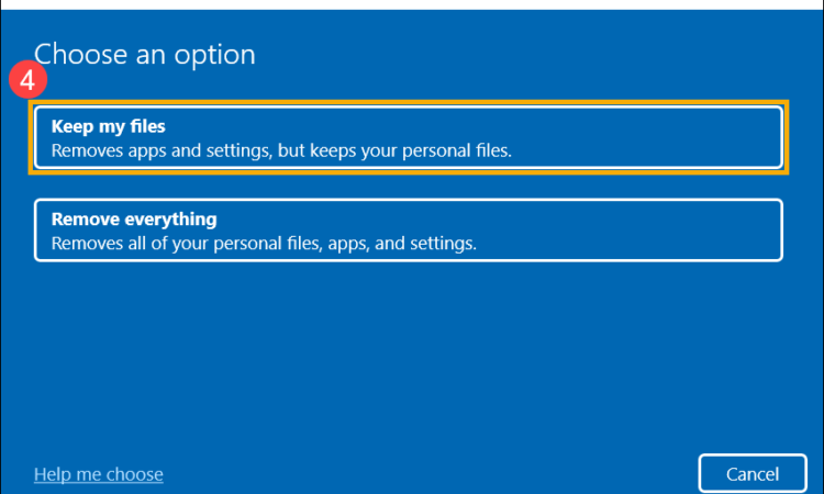 Option to erase everything from Windows 11 PC